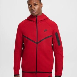 Nike Red/Black Tech Fleece Iconic Hoodie Mens Size Small S Zip Athletic Jacket